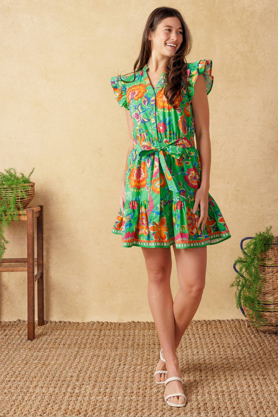 BRIGHTER DAYS WOVEN MINI DRESS Flying Tomato